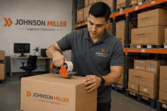 Operación logística de Johnson Miller preparando envíos de documentación y paquetería empresarial